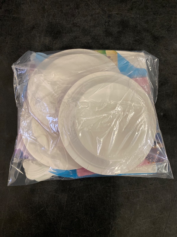 View 3 of Frozen + Animated Characters Party Supplies Bundle | 16 Gift Boxes, 20 Small Frozen Plates, 1 Table Cover, 20 Napkins, 10 Peppa Pig Plates