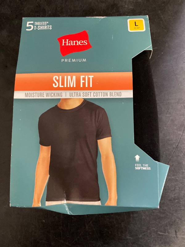 Photo 1 of (L) Hanes Men's Premium 5pk Slim Fit Crewneck T-Shirt