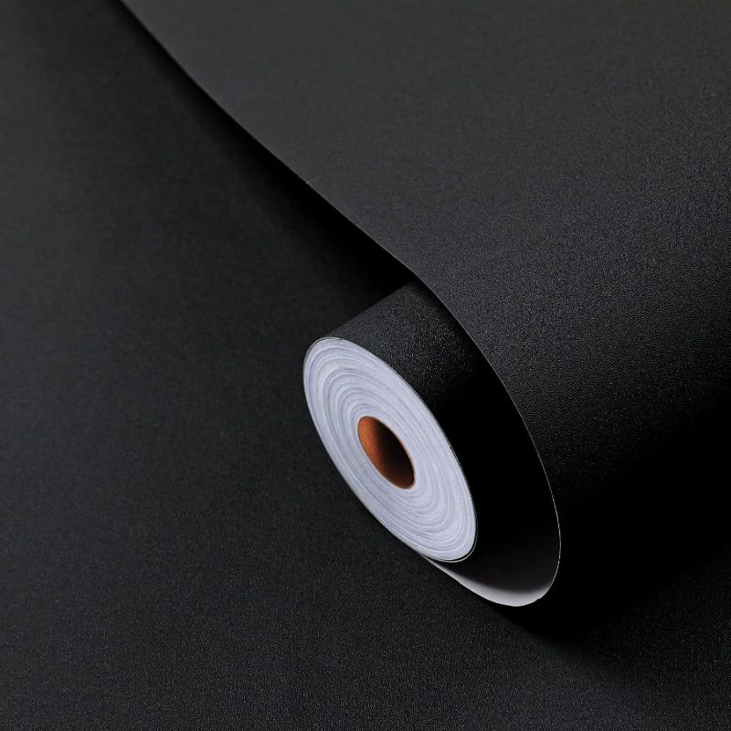 Photo 1 of Black Matte Peel and Stick Wallpaper 194" X 24", Self-Adhesive Removable Matte Contact Paper for Cabinet, Thicken Waterproof Vinyl Wall Covering for Countertop Bathroom Kitchen Farmhouse