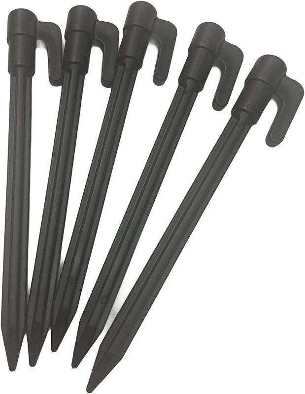 Photo 1 of Plastic Tent Pegs Garden Landscape Stakes for Anchoring Garden Netting, Camping Tents, Rain Tarps and Landscape Fabric Lawn Edging