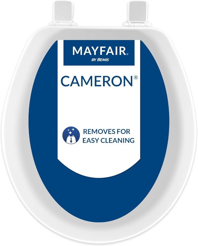 Photo 1 of Mayfair Cameron White Toilet Seat, Non Slip Heavy Duty Wood, Easy Clean, Round