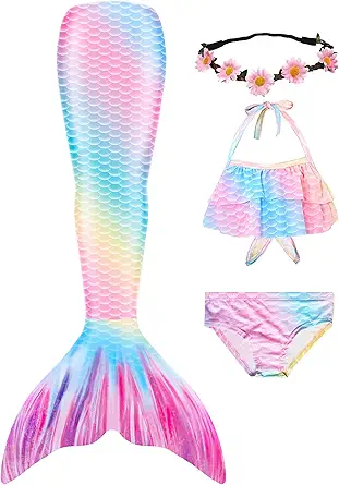 Photo 1 of 3 Piece Girls Swimsuit Bathing Suits Bikini Set with Cover Up for Girl 3-12 Years