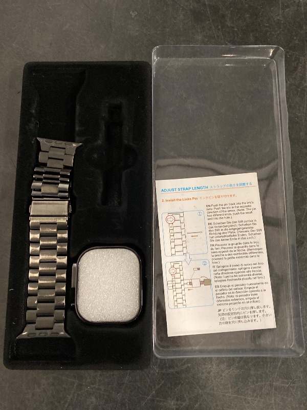Photo 1 of HITZEE Compatible with Apple Watch Ultra Band 49mm Business Stainless Steel Metal Strap Men Women Link Bands with Case Compatible for Apple Watch Ultra 2 Ultra, 49mm Black
