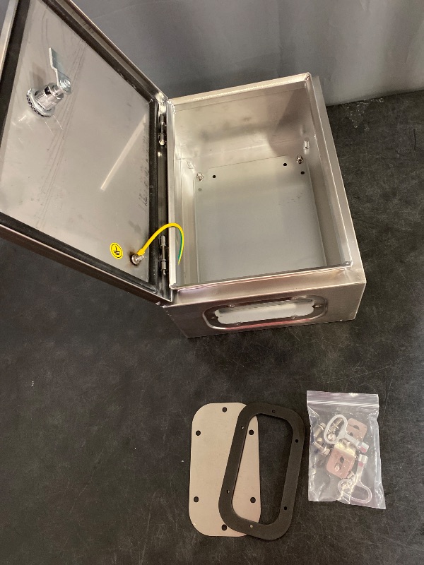 Photo 1 of KWONONG Stainless Steel Enclosure, IP65 Waterproof Electrical Box for Indoor and Outdoor Projects, Includes Mounting Plate and Wall Bracket 350×250×150mm (14"×10"×6")