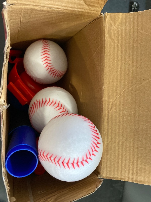 Photo 1 of HYES 3-in-1 Baseball Set for Kids 3-5 - Tee Ball Stand, Hanging Tee, Ball Launcher and 6 Softballs - Adjustable Height, Indoor/Outdoor Sport Gifts for Boys, Blue