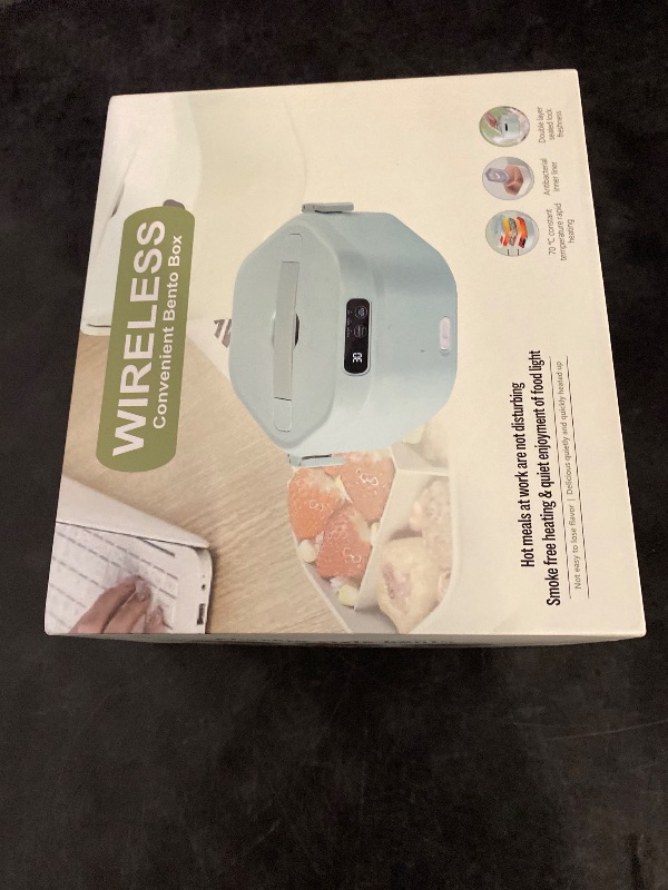 Photo 1 of Cordless Electric Lunch Box, Rechargeable Heated Lunchbox for Adults, Battery Powered 1L Self Heating Hot Lunch Box, Adjustable Heating Warming Time Portable Food Warmer for Work, Travel and Office