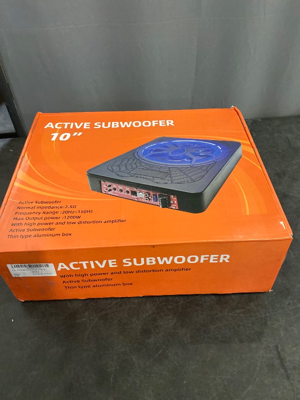 Photo 1 of FILTERUP 10" 1200W Slim Under Seat Powered Car Subwoofer Hideaway Subwoofer with Complete Mounting Wire Kit, Car Truck Audio Subwoofer Built in Amplifier Sub Amp Combo, with Blue LED Ambient Light