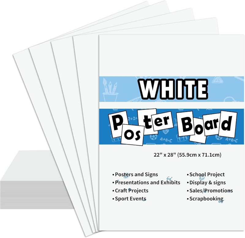 Photo 1 of 22 x 28 x 3/16", 12 Pack White Poster Boa Lightweight Signboard Foamboard for Crafts, Framing, Art, Display, Presentation