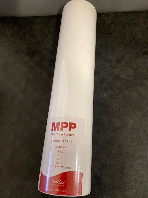 Photo 1 of 5 Micron 20 Inch Big Whole House Sediment Water Filter, 20" x 4.5" Water Filter Cartridge Replacement for SimPure DB20 Blue Housing, WGB22B, WGB32B, AP802, BB20B, BB20T 2-Pack