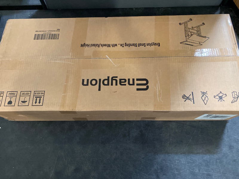 Photo 1 of Small Standing Desk with Wheels, Tall Mobile Stand Up Table, Portable Standing Desk for Walking Pad, Rolling Table Adjustable Height, Rolling Computer Table for Tall Person