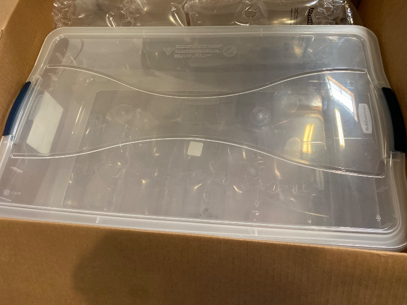 Photo 1 of Rubbermaid Cleverstore Storage Tote, 41 QT, Clear