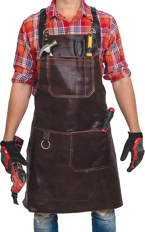 Photo 1 of Worker Leather Apron - Full Grain Cowhide Leather - Unisex - Adjustable Leather Straps Size 35 * 30 inch