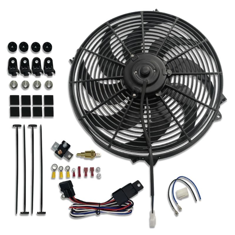 Photo 1 of 16" Electric Radiator Cooling Fan Wide Blade 12V 3000CFM with Assembly Kits and Thermostat Relay Kit