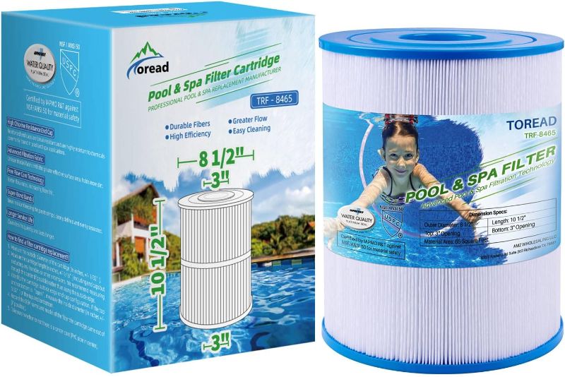 Photo 1 of TOREAD NSF-50 Certified Watkins 31114 Replacement Tiger River Spa Filter, Compatible Unicel C-8465, PWK65, Filbur FC-3960, 71827, 71828 Hot Tub Filter, 65 sq. ft Hot Spring Spa Filter(1)