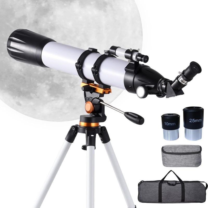Photo 1 of Beginner Telescope,90mm Diaphragm Refractor Telescope | Professional Astronomy Supplies, Includes Tripod, Carry Bag