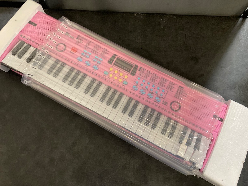 Photo 1 of 61 Keys Keyboard Piano Lighted Keys, Kids Piano Keyboard with UL Adapter, Stand, Built-In Speaker, Mic, Portable Electronic Keyboard for Boys, Girls, Beginners Birthday Holidays Best Gifts