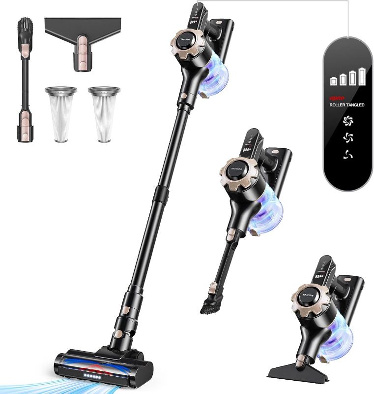 Photo 1 of Cordless Vacuum Cleaner, 8-in-1 Lightweight Stick Vacuum with 45mins Runtime, Powerful Suction, Rechargeable Cordless Vacuum for Carpet, Tile, Pet Hair, Hardwood Floors, Black