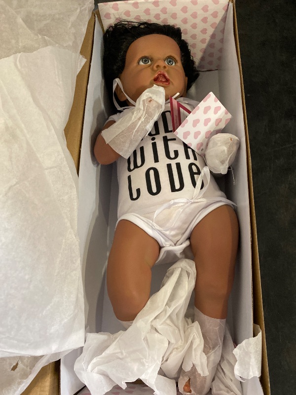 Photo 1 of 20 Inch Realistic Black Reborn Baby Doll Soft Weighted Body African American Newborn Girl Doll Birthday Gift Set That Look Real and Feel Real