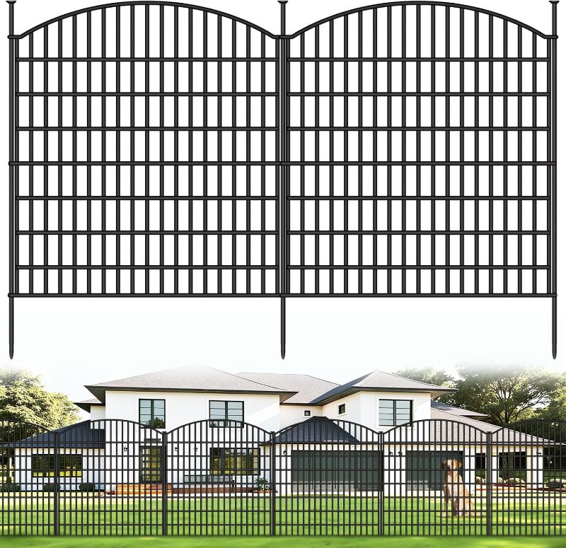 Photo 1 of 10 Panels No Dig Decorative Outdoor Garden Fence for Yard, 32 in(H) X 24 ft(L) Animal Barrier Fencing Rustproof Metal Wire Panel Border for Dog, Rabbits, Convex Decorative Fences for Yard, Patio