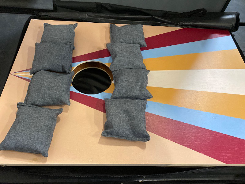 Photo 1 of Portable Cornhole Board Set, Corn Hole Games for Adults Outdoor 3 x 2 ft or 4 x 2 ft Corn Hole Boards Set Include 1 Bag and 8 Bean Bags, Adults Outdoor Beach Travel Cornhole Game