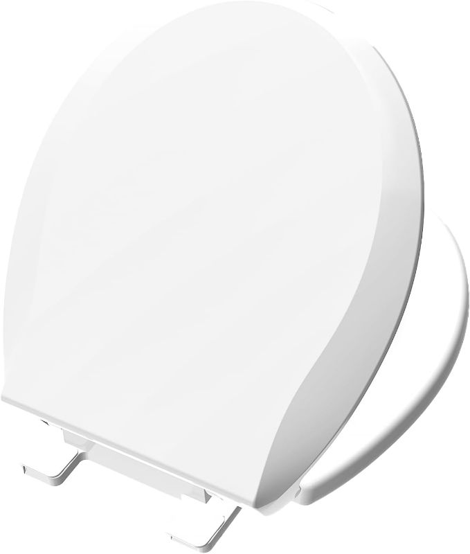 Photo 1 of Toilet Seat Round Soft Close16.5'', Toilet Lid Slow Close Quiet No Slam, Easy Installation & Release?Safe PP Material Easy Clean, Comfortable Ergonomic Design, 2 Years Support, White Plastic