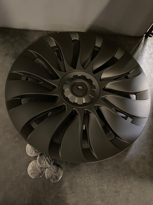 Photo 1 of Model Y Hubcaps - 19 Inch Gemini Wheel Covers 19'' Hurricane Wheel Hub Caps - Left-Right Aero Symmetry Design Kit Fit Model Y Accessories 2024-2021 (Matte Black - 4 Pack)