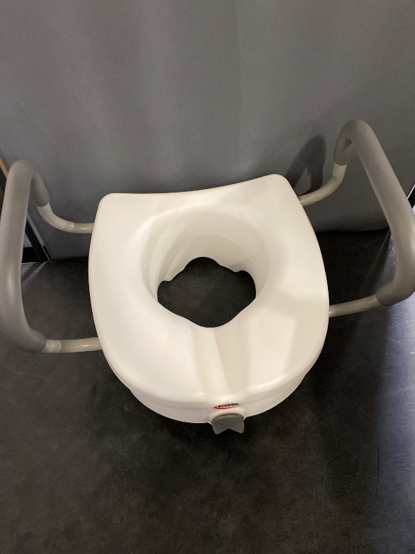 Photo 1 of Carex E-Z Lock Raised Toilet Seat With Handles, 5" Toilet Seat Riser with Arms, Handicap Raised Toilet Seat For Seniors and Elevated Toilet Seat