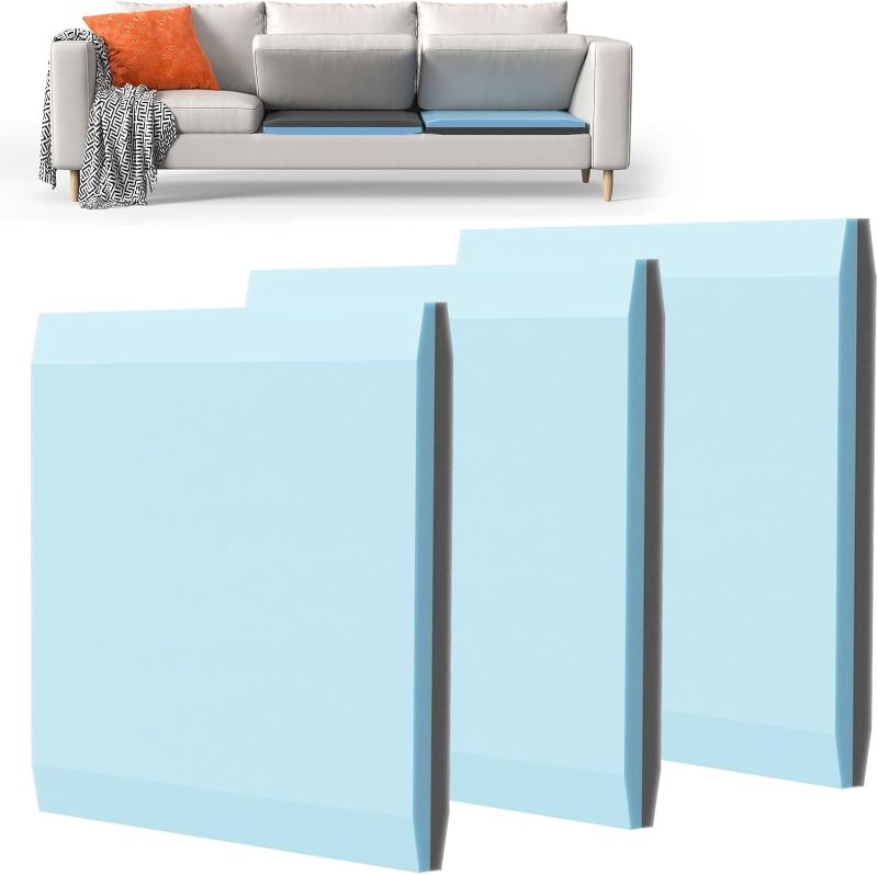 Photo 1 of Couch Cushion Support for Sagging Cushions 20''x20'', Two in One Sofa Cushion Support to Repair Sagging Seats, Lift Saggy Seats, Extend Couch's Life, Blue & Grey 3PCS