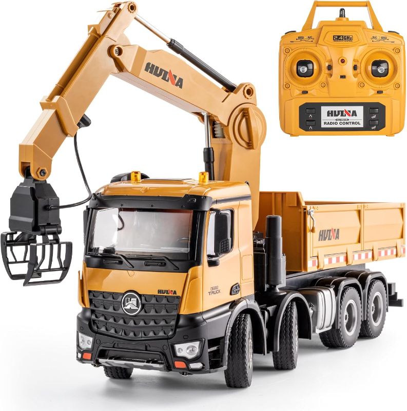 Photo 1 of 26CH Remote Control Dump Truck, 2 in 1 RC Dump Truck Wood Grabber Toy, Heavy Duty Construction Toys Vehicle, Birthday Gifts Ideas for Kids Adults, 1/14 Scale Trucks