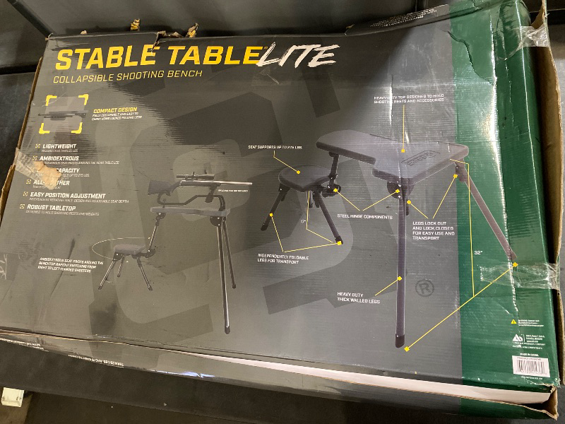 Photo 1 of Caldwell Stable Table Lite with Weatherproof Tabletop, Ambidextrous Seat and Fully Collapsible Design for Easy Transport and Outdoor Target Shooting