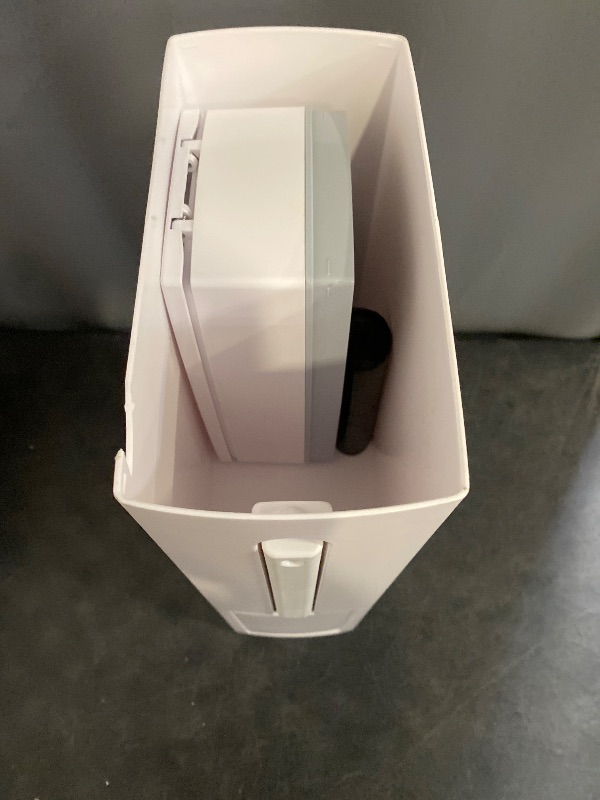Photo 1 of Slim Bathroom Trash Can,Bathroom Trash Can with Toilet Brush and Holder Set 4.5 Liter / 1.2 Gallon Press-Type Plastic Garbage Can Slim Rectangular Trash Bin for Toilet