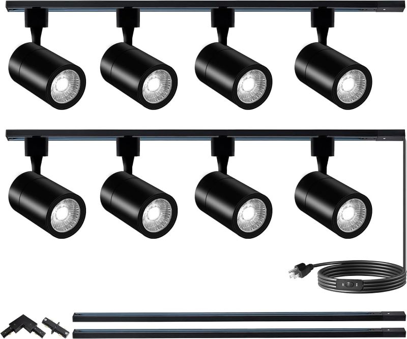 Photo 1 of Super-Bright Energy-efficient H Type Track Lighting Heads Kit, 6000K Cool White Adjustable Angled Track Light?8 Heads 20W 2700lm Brightness Lighting System with 9.8ft (4.92 * 2) Track Rail