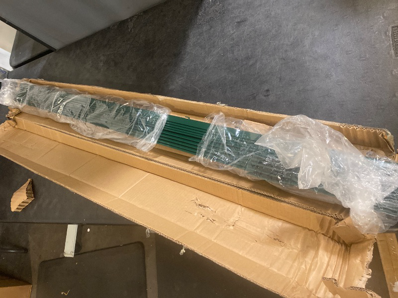 Photo 1 of 10 Pack Garden Fence Post, 5 Feet Heavy Duty Metal U-Post for Wire Fence, No Dig Garden Fence Stakes for Temporary Fencing, Electric Fence Wire, Corner Anchor, and More-Green