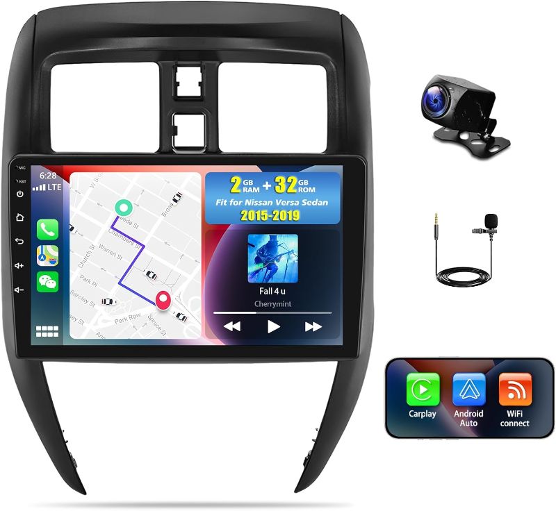 Photo 1 of Android 13 Car Stereo Fit for Nissan Versa Sedan 2015-2019 Double Din Radio Upgrade 10 Inch Touch Screen with Wireless Carplay Android Auto Backup Camera FM RDS SWC WiFi USB GPS, 2+32G