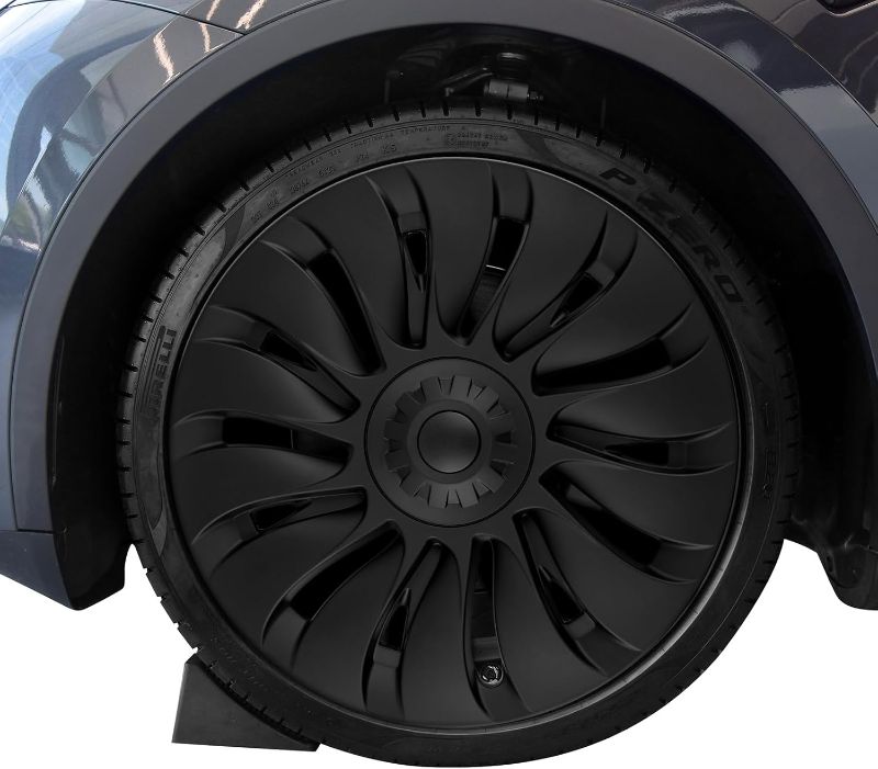 Photo 1 of Wheel Covers for Tesla Model Y 19 Inch, Matte Black ABS Hubcaps, Rim Protector Accessories Compatible with 2021-2024 Model Y