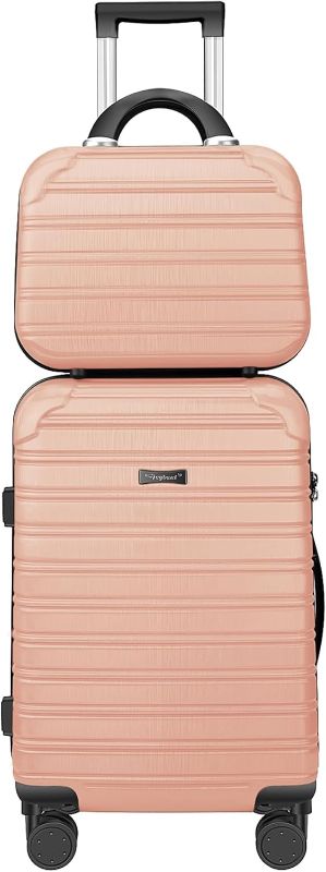 Photo 1 of Hard Case Luggage 2 Piece Sets Carry On Luggage Lightweight With Spinner Wheels Rolling Suitcase 22x14x9 Airline Approved PC+ABS TSA Lock Hardshell Travel Carry On Hardside 14/20 Inch 2PCS,Pink