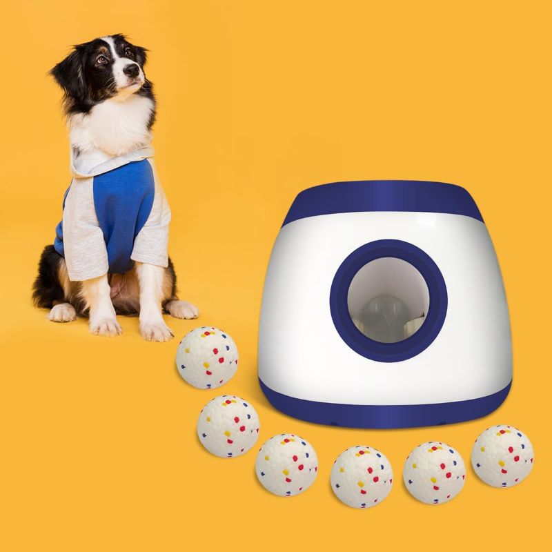 Photo 1 of AutoDog Ball Launcher - Large Silent Dog Ball Thrower with Remote Control, 3 Adjustable Distances (40t/60ft/80ft), Rechargable,Includes 6 Durable 2.5" Balls for Medium/Large Dogs