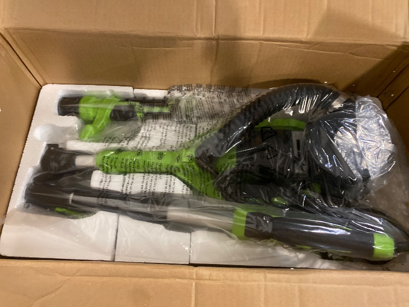 Photo 1 of Drywall Sander, Powerful Electric Drywall Sander with Vacuum Dust Collection, 5 Speed 1000-2100 RPM, Popcorn Ceiling Remover, LED Light & 12 Sanding Discs, Extendable Handle (GREEN)