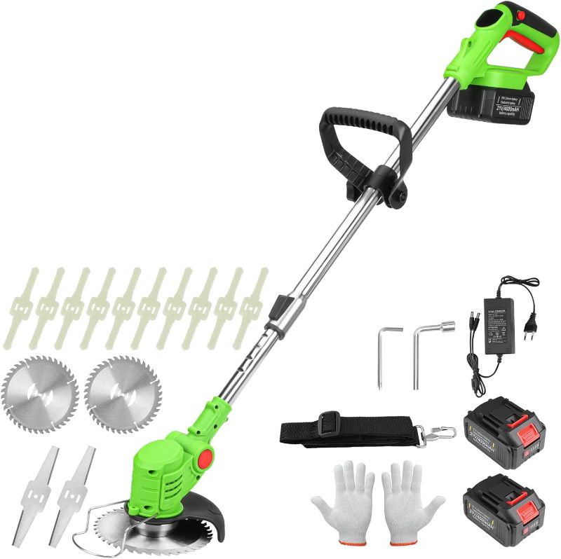Photo 1 of Electric  Wacker Cordless, 4-in-1 Cordless Weed Wacker, Battery Powered Weed Eater String, 21V Electric Weed Eater, for Lawn, Bush Trimming(with 2 x 4.0Ah Batteries and Fast Charger Included)