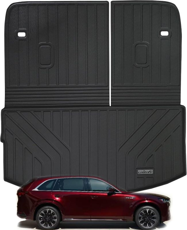 Photo 1 of Cargo Liners with Backrest Protection for 2024 Mazda CX90 CX-90 (Only Suitable for 7&8 Seats (Not Suitable for 6 Seats)),TPE All Weather Protection Trunk Mat Covering The backrest