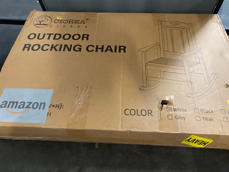 Photo 1 of Oversized Rocking Chair Outdoor, HDPE Poly Rocking Chair, All Weather Porch Rocker for Deck Patio Balcony, 380lbs, White
