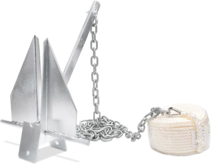 Photo 1 of Leero Heavy Duty Boat Anchor Kit with Anchor Chain, Shackle and Anchor Rope, 5/8/10/13 lb Portable Danforth Anchor, Boat Anchor for Pontoons, Fishing Boats, Bass Boats, Sport Boats, Sport Yachts