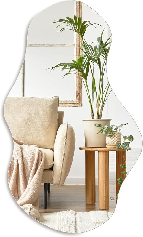 Photo 1 of PERFNIQUE Irregular Wall Mirror Asymmetrical Mirror, 28''x17'' Decorative Modern Mirror for Bedroom Bathroom Living Room Entryway, Cloud Frameless Wall Mounted Mirror