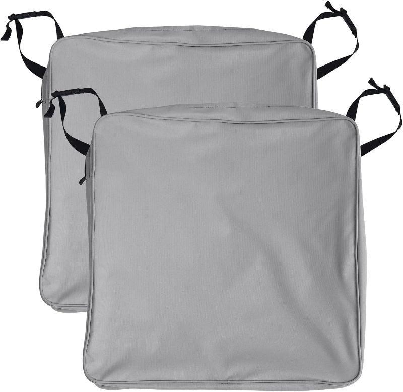 Photo 1 of 2 Pack Square Waterproof Outdoor Cushion Covers 24 x 24 x 4 inch with Zipper, Fade Safe Patio Cushion Covers Replacement Grey, Covers Only