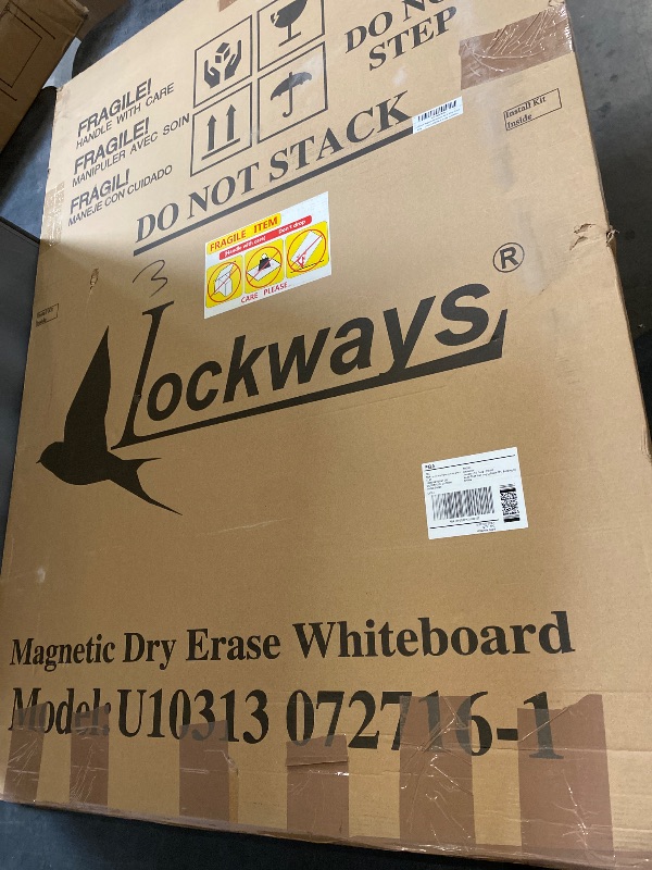 Photo 1 of Lockways White Board Dry Erase Board 48 x 36 Inch, Magnetic Whiteboard 4 x 3, Silver Aluminium Frame, Set Including 1 Detachable Aluminum Marker Tray, 3 Dry Erase Markers, 8 Magnets