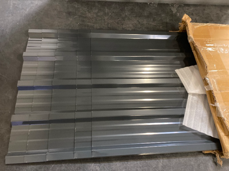 Photo 1 of Metal Roof Panels 5 pcs 50 ft² Gray Galvanized Steel Panels Metal Corrugated Tin Roofing Panels Gazebo Top Cover Heavy Duty Gray Roof Suitable for Garages,Sheds, Stables and Mobile Homes