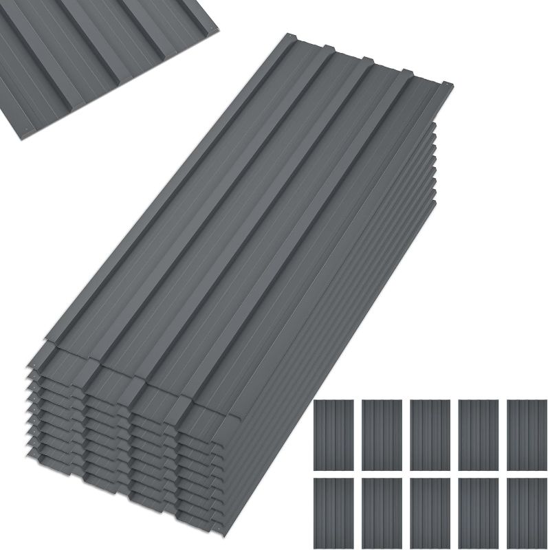 Photo 1 of Metal Roof Panels 5 pcs 50 ft² Gray Galvanized Steel Panels Metal Corrugated Tin Roofing Panels Gazebo Top Cover Heavy Duty Gray Roof Suitable for Garages,Sheds, Stables and Mobile Homes