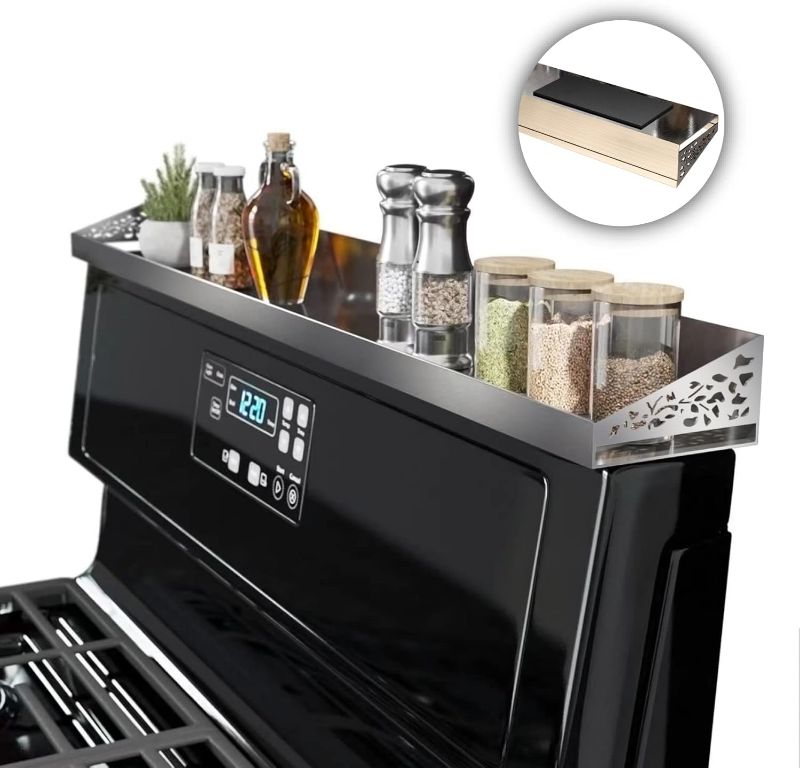 Photo 1 of Magnetic Stove top Shelf, 30" Length, Magnetic Spice Rack Over the Stove, Oven Shelf for top of Stove, Seasoning Organizer, Kitchen Organizers and Storage (Stainless Steel)
