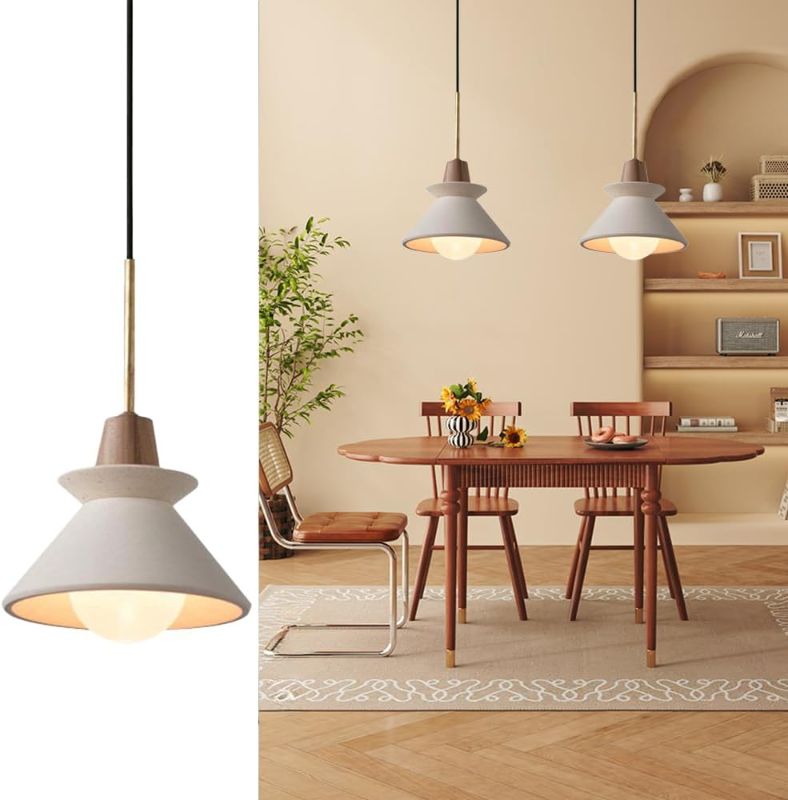 Photo 1 of 9.4'' Concrete Pendant Lights Kitchen Island Hanging Lights Unique Pinecone Lampshade Industrial Chandelier Nordic Cement Pendant Light for Dining Room,Bedside,Kitchen,Hallway,1Pcs,White