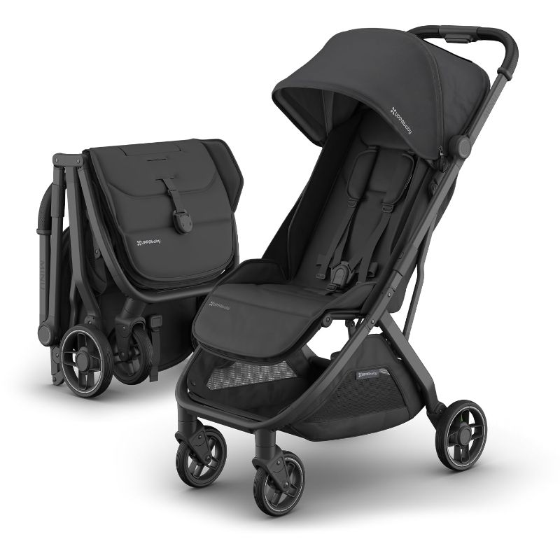 Photo 1 of Minu V3 Travel Stroller | Lightweight + Compact Design | One-Hand Fold + Unfold | from Birth + Overhead Compatible | Jake (Charcoal/Carbon Frame/Black Leather)